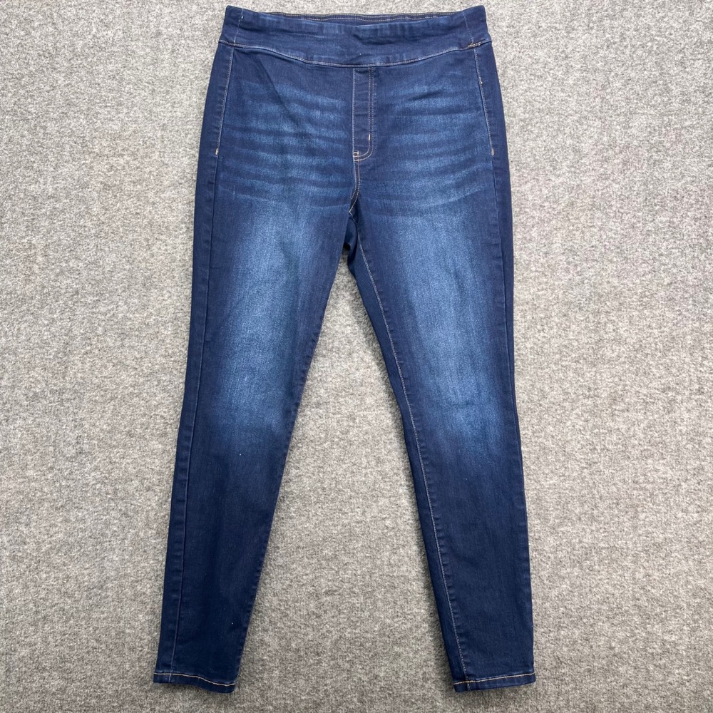 SO Women‎ High Rise Pull On Jeggings Casual Dark Wash Blue Skinny Denim Size L